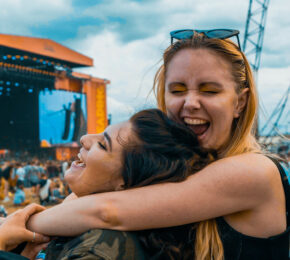 Two women at rock festival