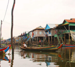 A row of houses in Cambodia.