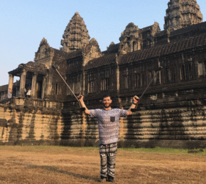 Contiki traveler explores Angkor Wat in Cambodia.