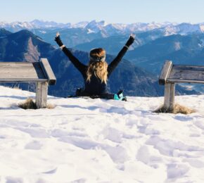 Girl skiing happy