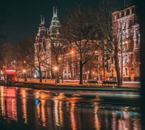 Amsterdam canals at night