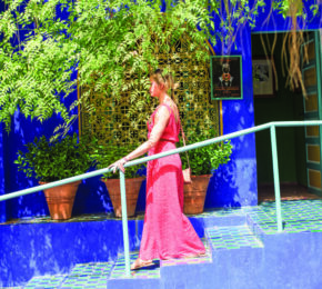 solo female traveller walking through Marrakech