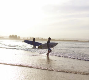 Surfing Byron Bay Australia sunset and waves