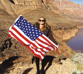 Girl with USA flag