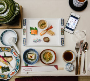 Japanese food - aerial shot of sushi