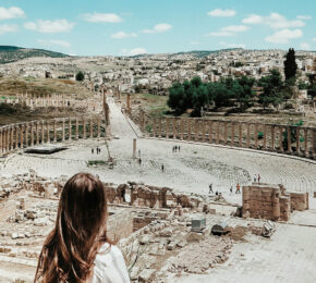 Woman looking out over Israel