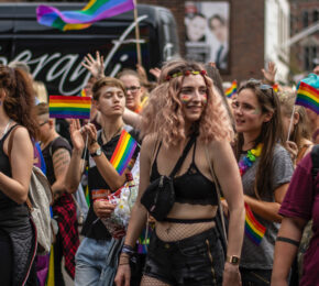 A group of people at one of the world's biggest pride parades.