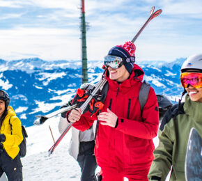 Group of skier and snowboards wearing Ski Outfits