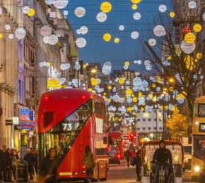 Oxford street at night in London