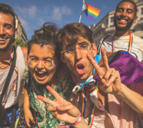 group of friends celebrating Pride in Spain