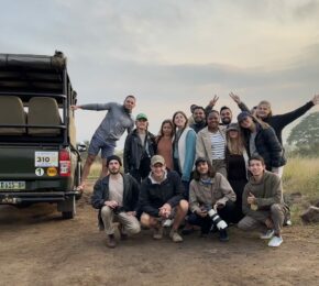 Contiki travellers in Kruger National Park on safari