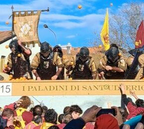 Orange battle of Ivrea, Italy