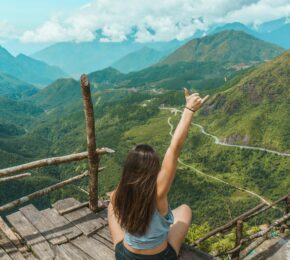 girl at the top of Sa Pa in Vietnam