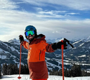 Peter travelling on Contiki skiing