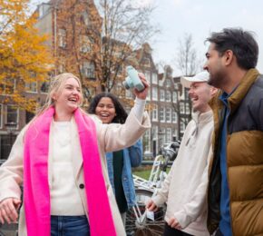 Contiki travellers on holiday in winter in Amsterdam