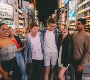 Contiki travellers in Dotonbori in Osaka