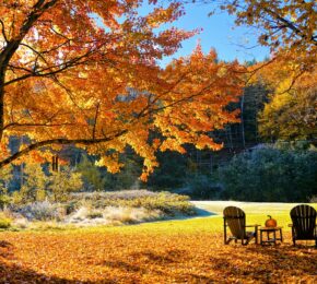 chairs outside on an autumn day in New England