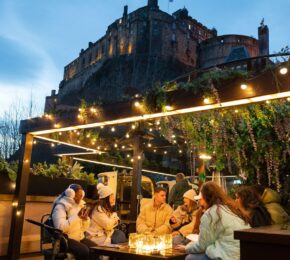 Dining under Edinburgh Castle in Scotland