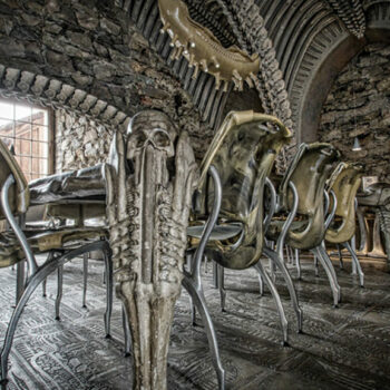 Sink a cold one on a throne made of bones at the spooky H.R Giger bar, Switzerland