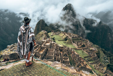 Hiking to Machu Picchu.