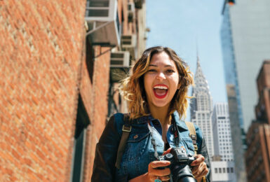 female traveler photographed in NYC