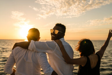 Friends watching the sunset