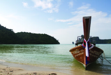 A boat docked in Thailand.