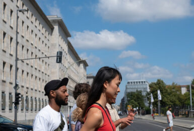 Group of friends travelling in Berlin