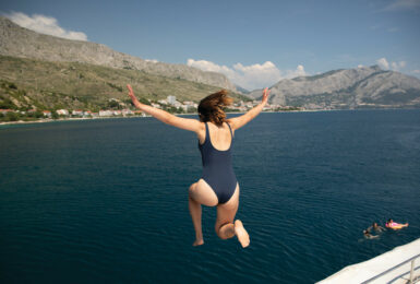 Woman sailing in Croatia