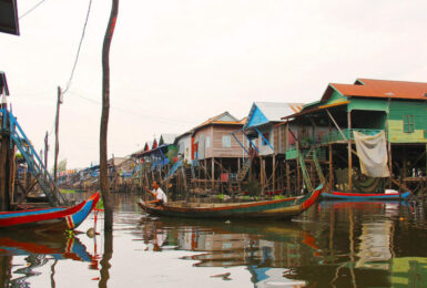 A row of houses in Cambodia.