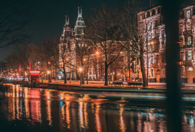 Amsterdam canals at night