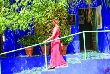 solo female traveller walking through Marrakech