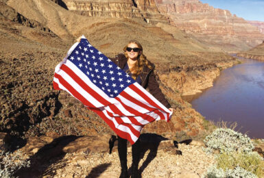 Girl with USA flag
