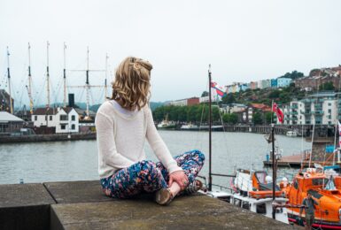 Woman taking a solo holiday in Bristol