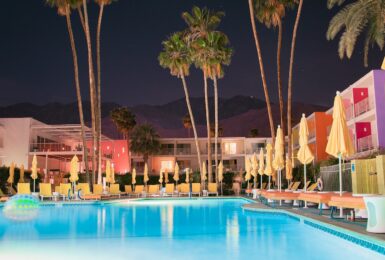 Palm Springs pool at night