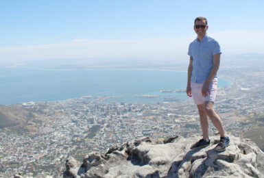 Ian Kivell standing on Table Mountain in Cape Town, South Africa