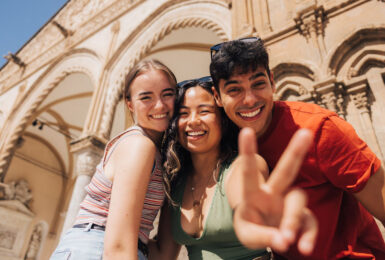 Group of Young Travellers exploring Greece