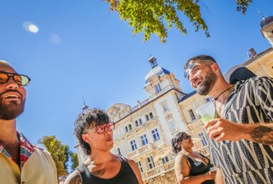 travellers in south of france in summer