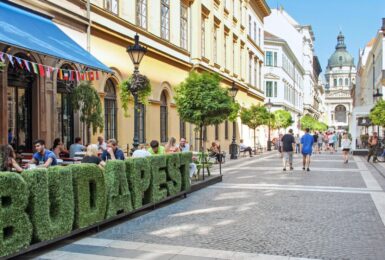 Budapest street sign in Hungary