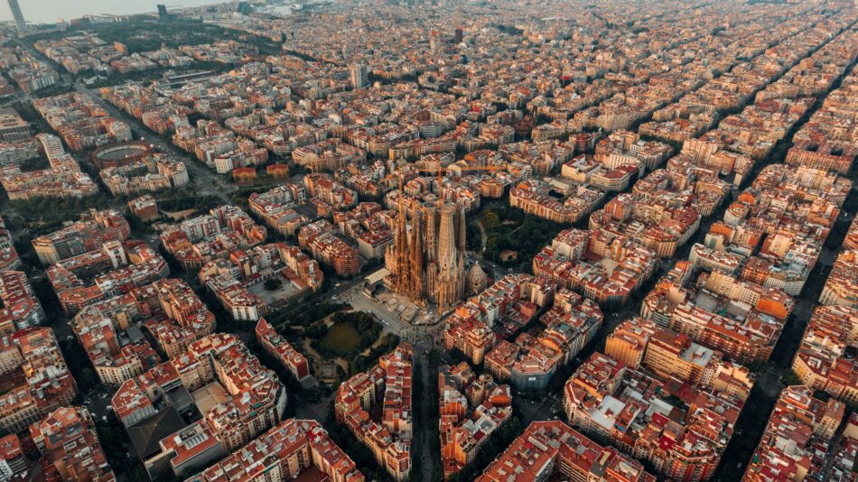 aerial view of Barcelona, Spain
