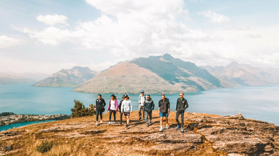 group of young travellers on bucket list trip