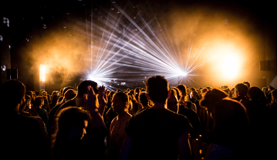 A crowd of people at a concert.