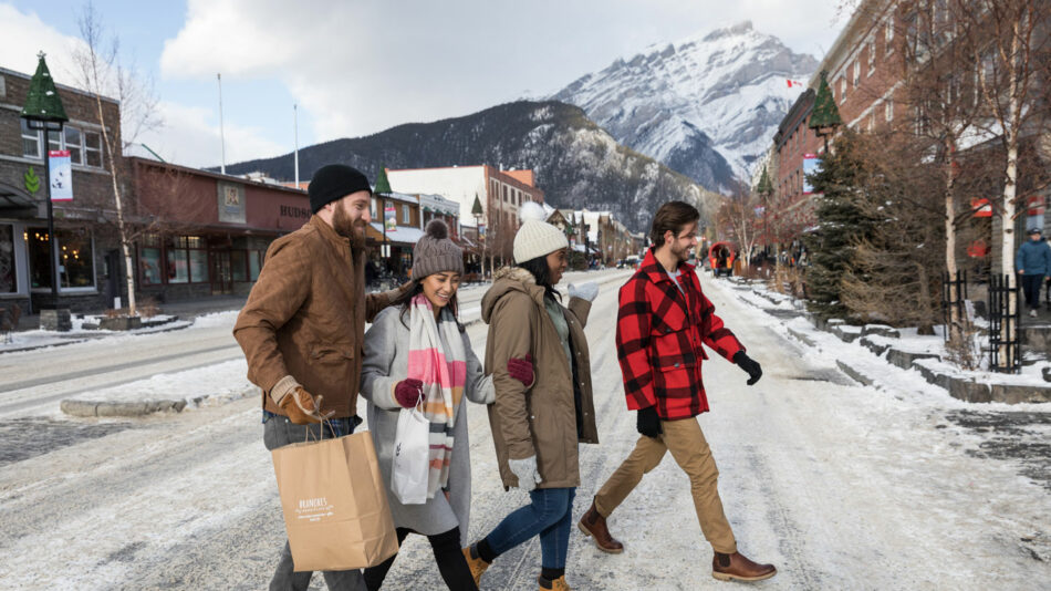 Banff National Park - people walking through the village