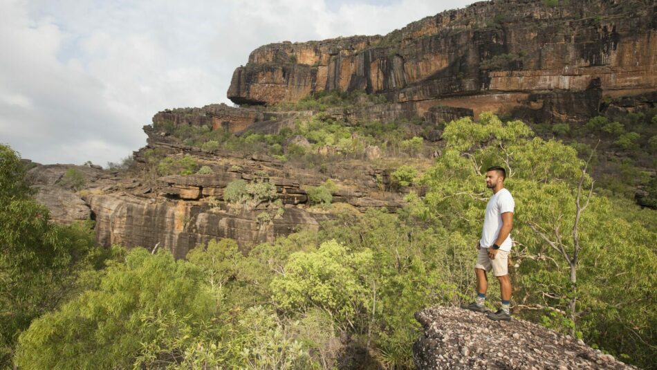 traveller hiking through Australian wilderness