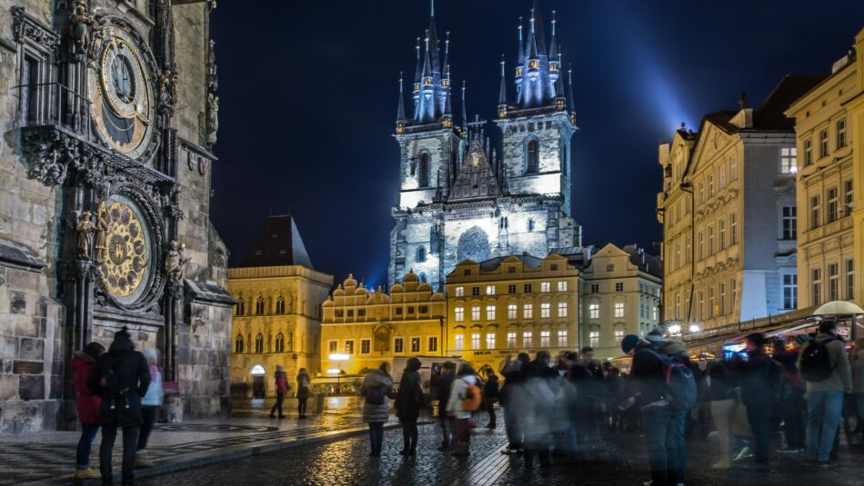 locals out in Prague enjoying the night