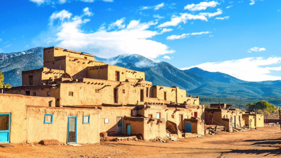 Ancient dwellings of Taos Pueblo in New Mexico, USA