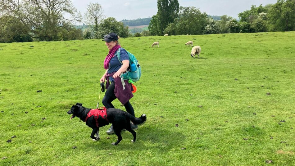 Janine Magnin Hiking with Tilly the Rescue Dog
