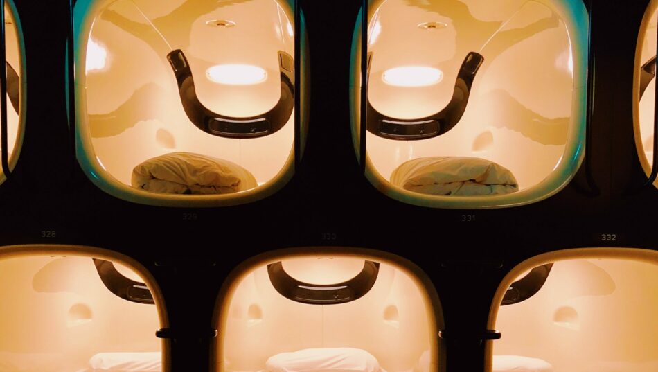 Capsule hotel in Japan