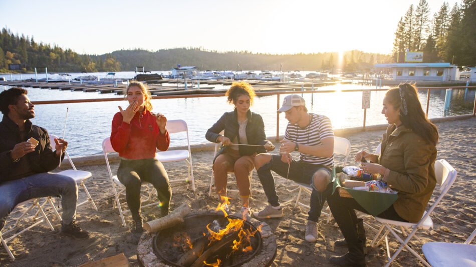 Friends eating S'mores