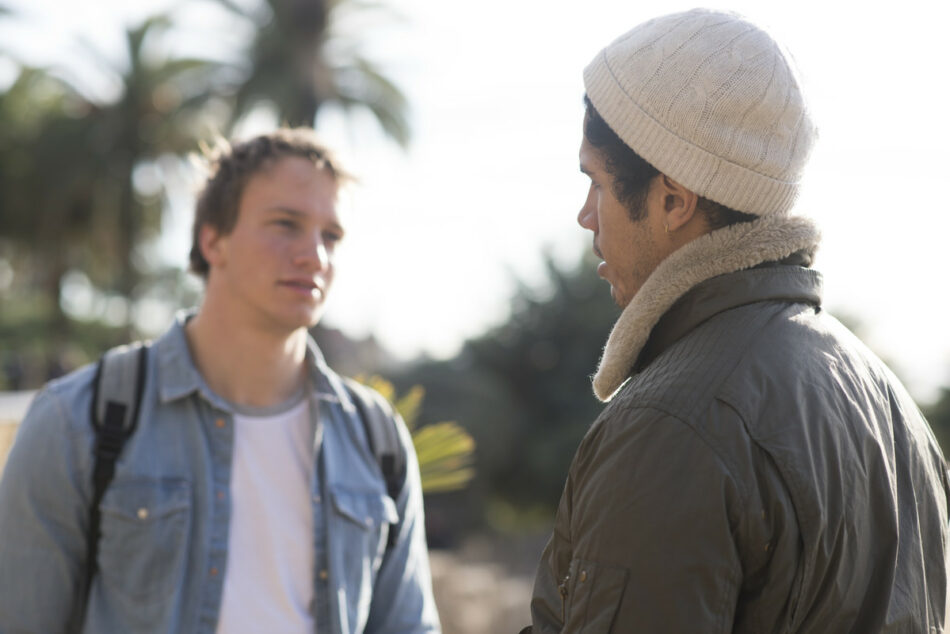 Two boys talking